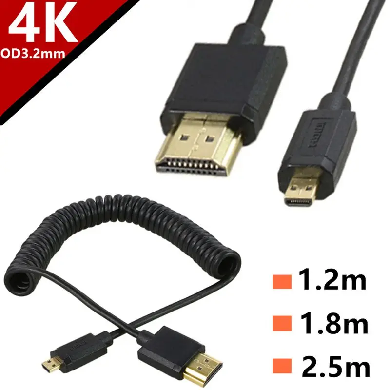 

Масштабируемый HDMI совместимый кабель для передачи данных высокой четкости, цифровая камера, совместимый кабель Micro HDMI, версия 2,0, 4K * 2K @ 60 Гц