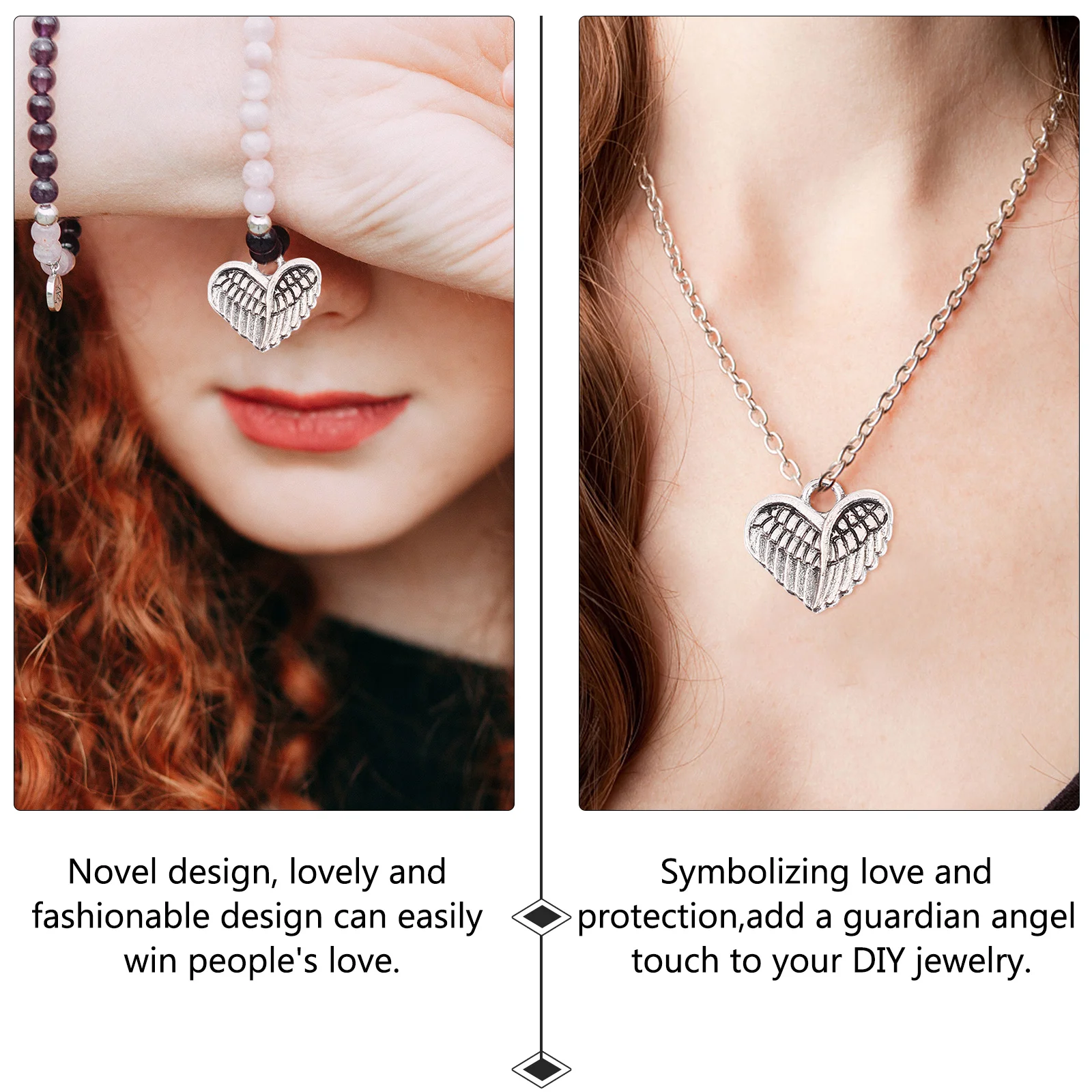 

60pcs DIY Wing Pendants Wing Shaped Angel Wing Design Semi-finished Pendants Bracelet Pendants Jewelry Charms