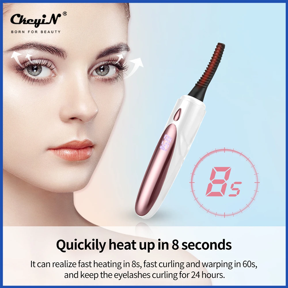 

CkeyiN Electric Heated Eyelash Curler Natural Curling Effect Curling Eyelash Curling Beauty Makeup Set Makeup Brushes