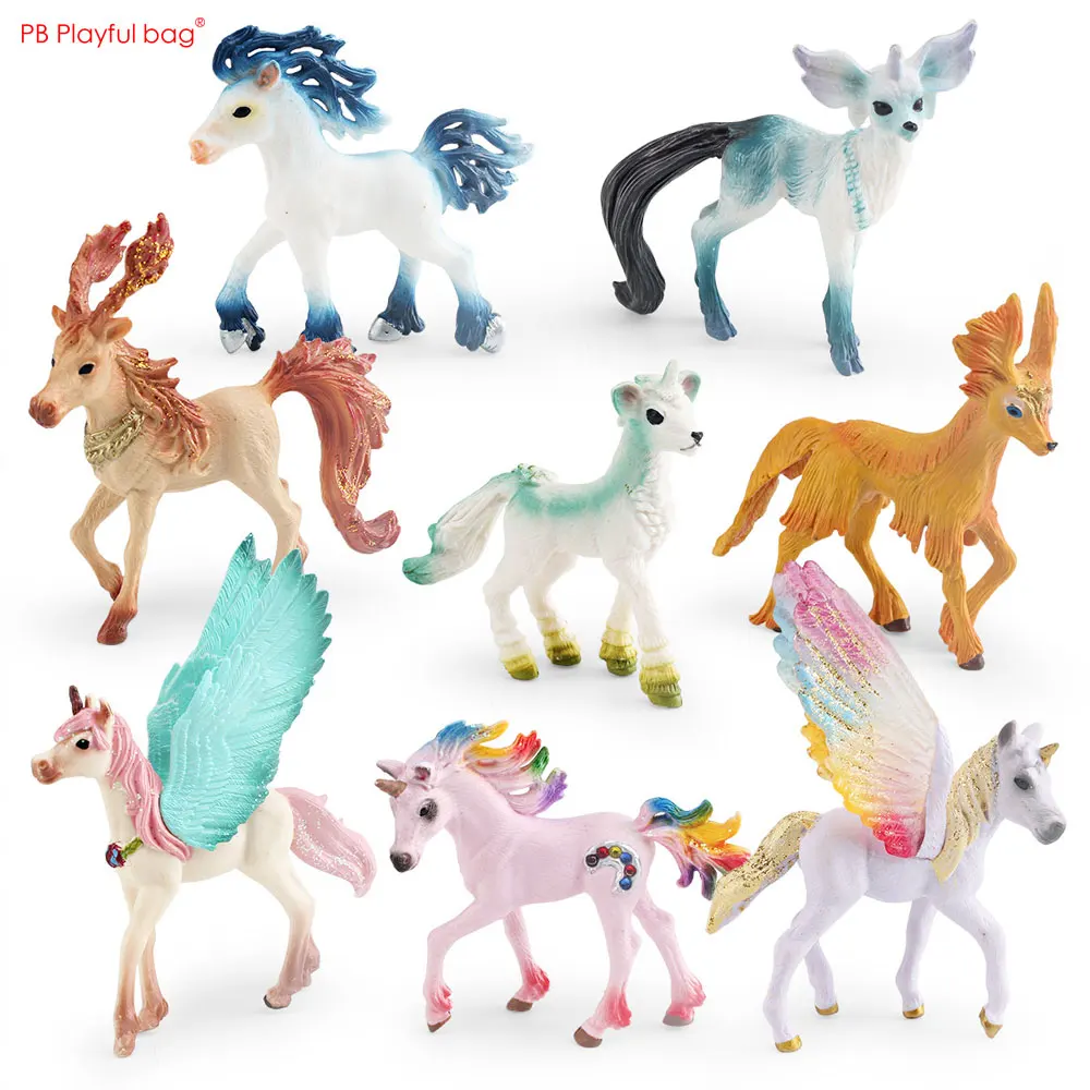 Миф Пегас Единорог Эльф Лошадь ПВХ Модель Радуга Крылатый Украшения Летающая