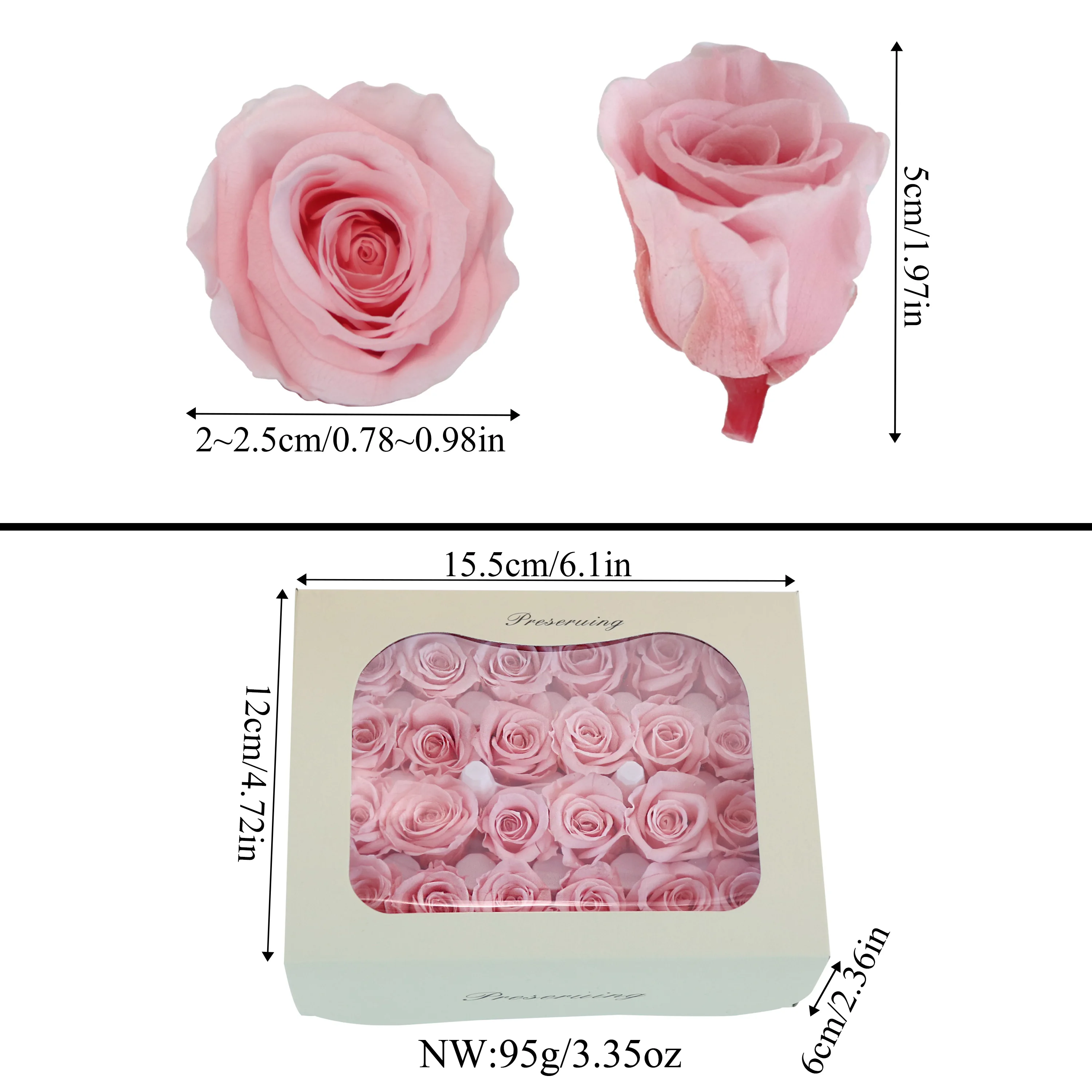 24 шт. мини-храненные головки роз 2-3 см класс B настоящая вечная долговечная роза