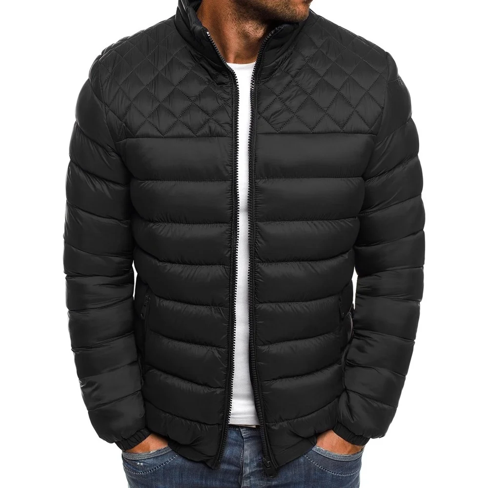 

Зимняя мужская куртка, удобные ветрозащитные теплые куртки с воротником-стойкой, мужские парки, облегающее качественное Брендовое Мужское пальто