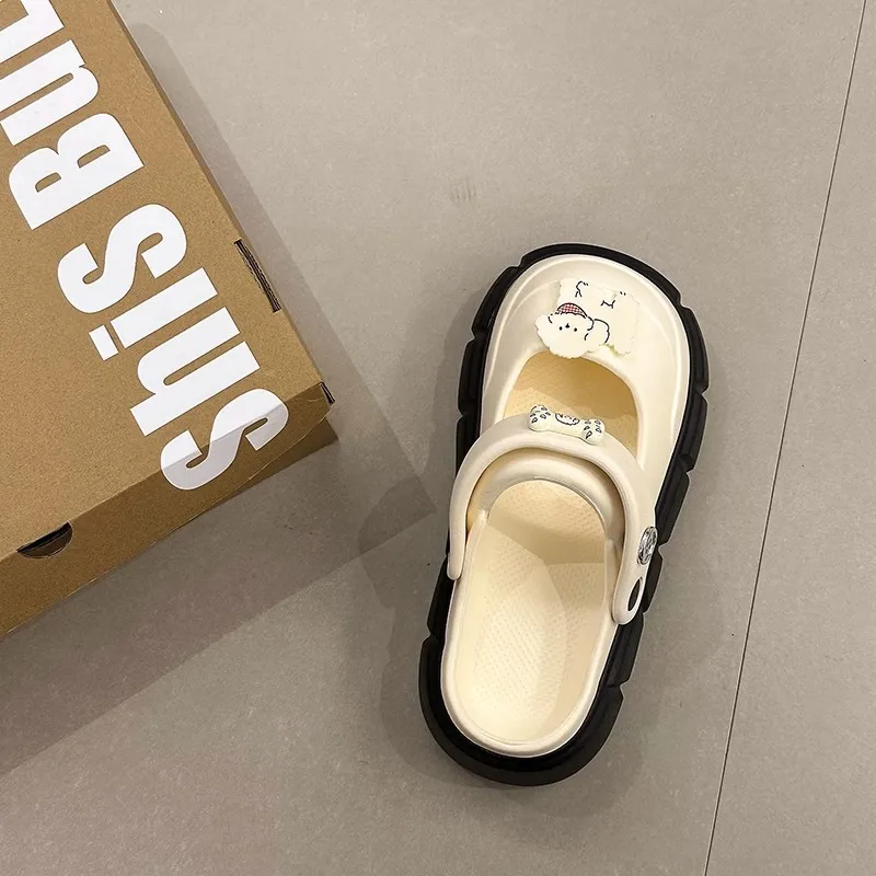 Женские Кроксы на платформе универсальные пляжные полутапочки лето 2024