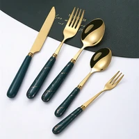 green ceramic handle stainless steel cutlery various styles knife fork spoon teaspoon western tableware utensils for kitchen