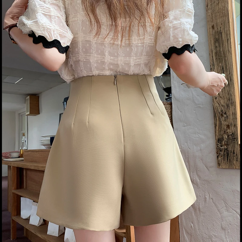 High Waisted Shorts Women Loose A-Line Slim Shorts for Women 2023 Spring Summer Fashion OL Women Clothing Wide Leg Black Shorts