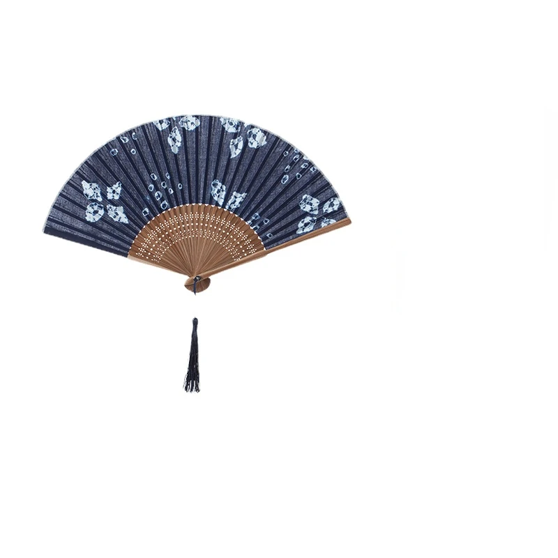 

Folding Fan Summer Cool Cotton Cloth Bamboo Fan Classical Chinese Style Han Costume Portable Portable Fan