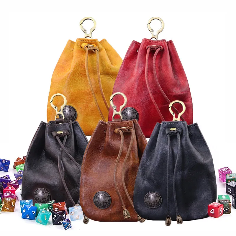 

Artificial Leather Dice Bag Vintage Waist Bag Japanese Style Drawstring Pouch For D&D MTG RPG Table Games Gift Ideas Coin Purse