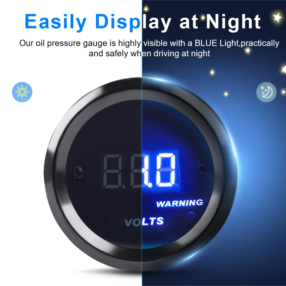 Цифровой Автомобильный Манометр Масла 0-150 Фунтов На Квадратный Дюйм 2 Дюйма 52 Мм