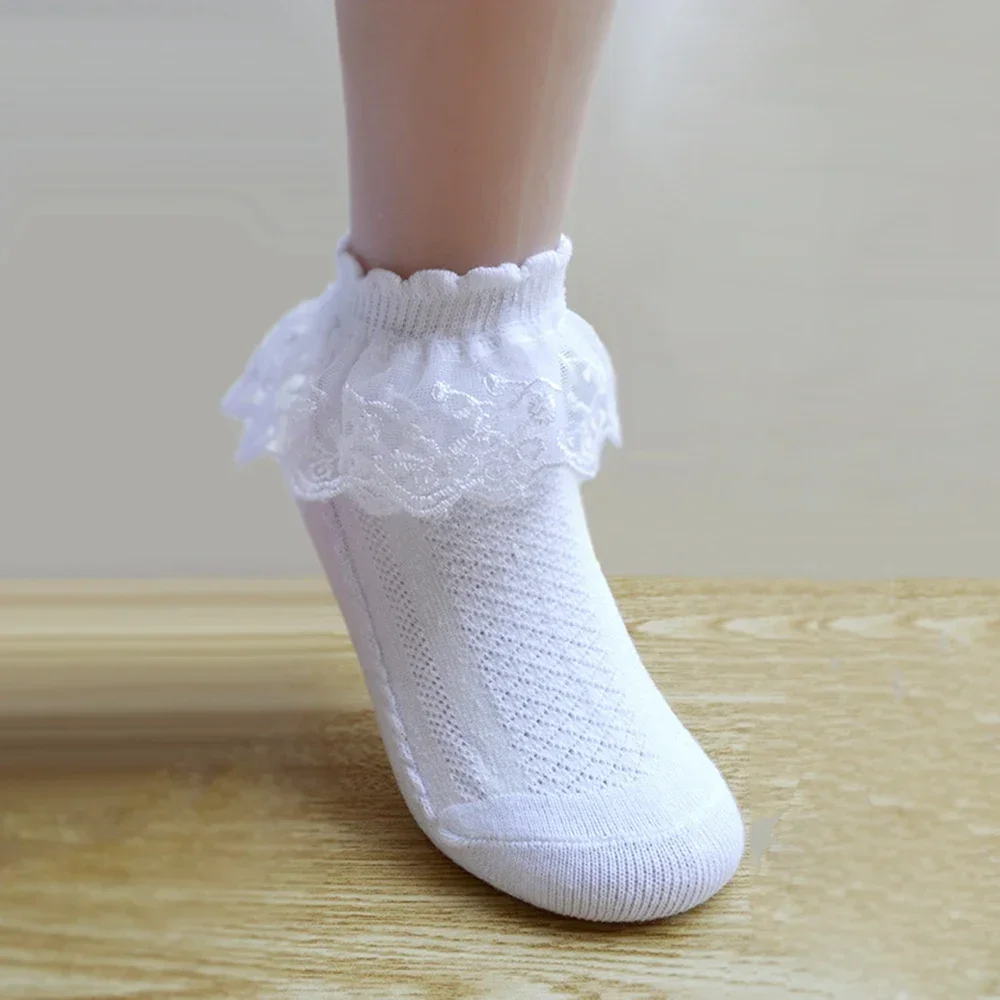 Женские Хлопковые Кружевные Однотонные Детские Носки Для Танцев На Весну И Лето