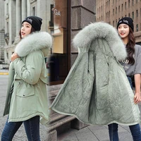 women casual parka winter clothes fur lining hooded parka ladies jacket 2021 new style cotton padded warm winter jacket jacket