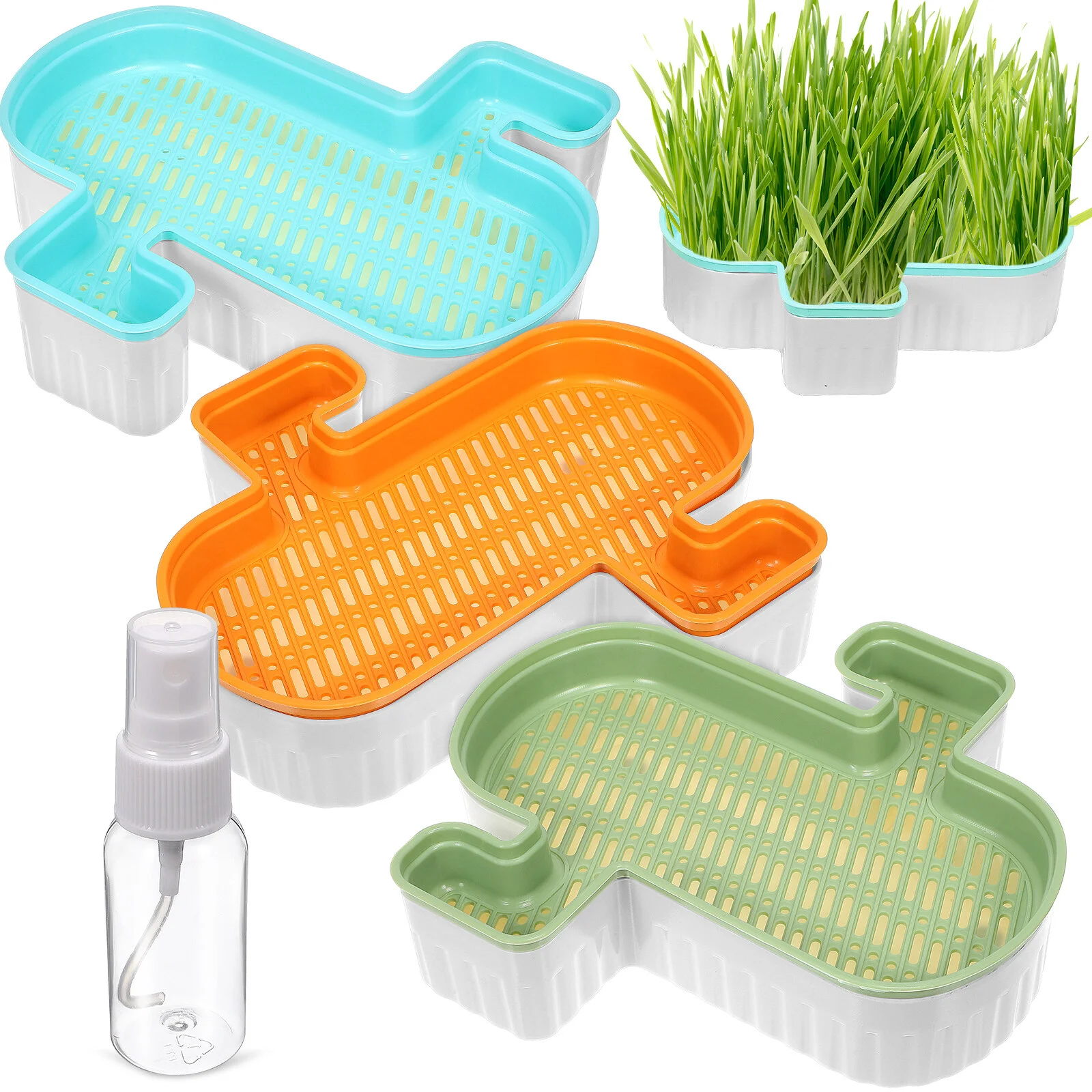 

3 Pcs Planting Tray Cat Container Soil Free Grass Planter Plastic Vegetable Flower Pot Indoor Outdoor