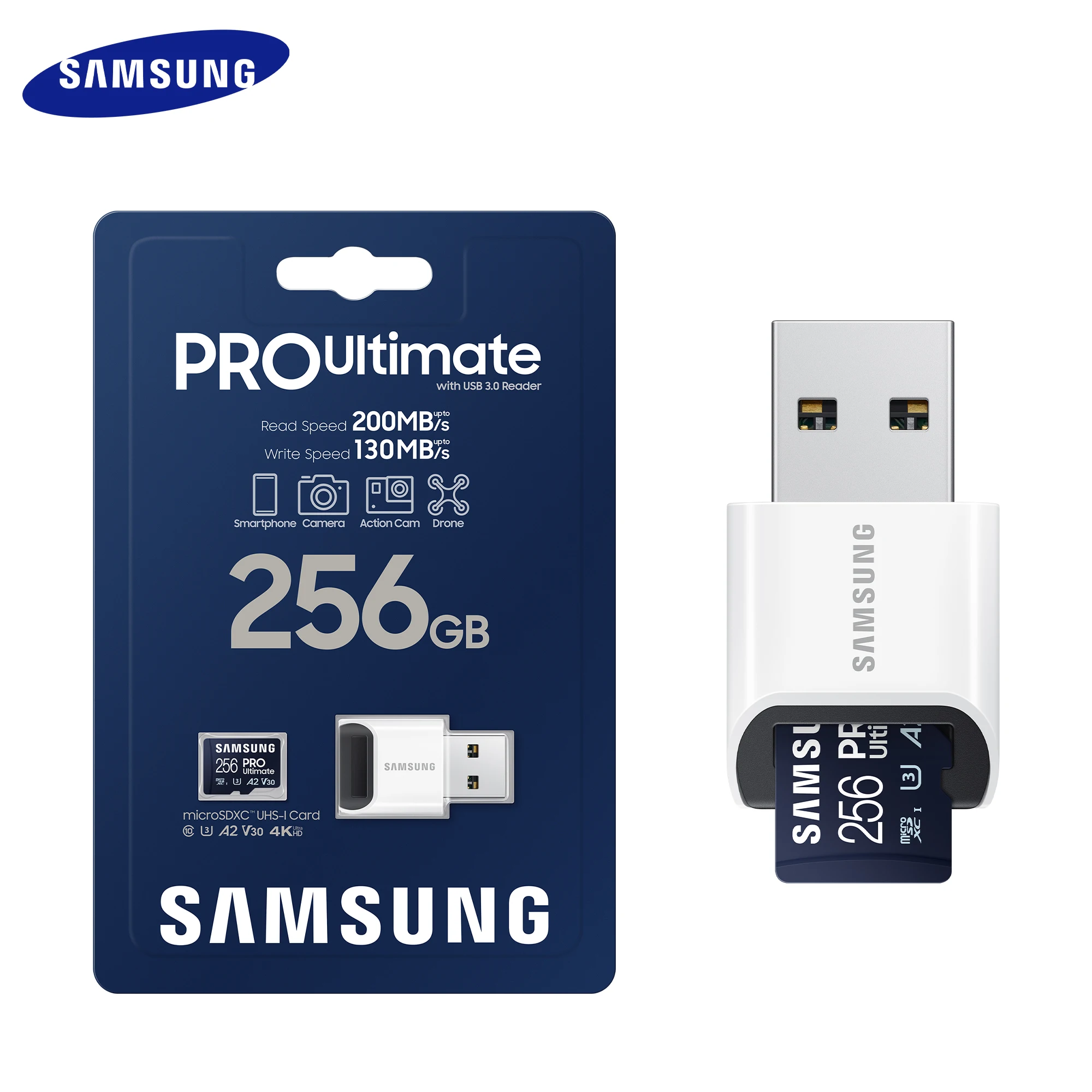 

SAMSUNG Micro SD Card 512GB MicroSDXC U3 4K Flash Memory Card 256GB V30 C10 TF Card 128GB High Speed 200M/s PRO Ultimate Reader