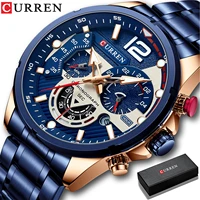 curren watches mens top brand luxury casual steel quartz mens watch business clock male sport waterproof date chronograph