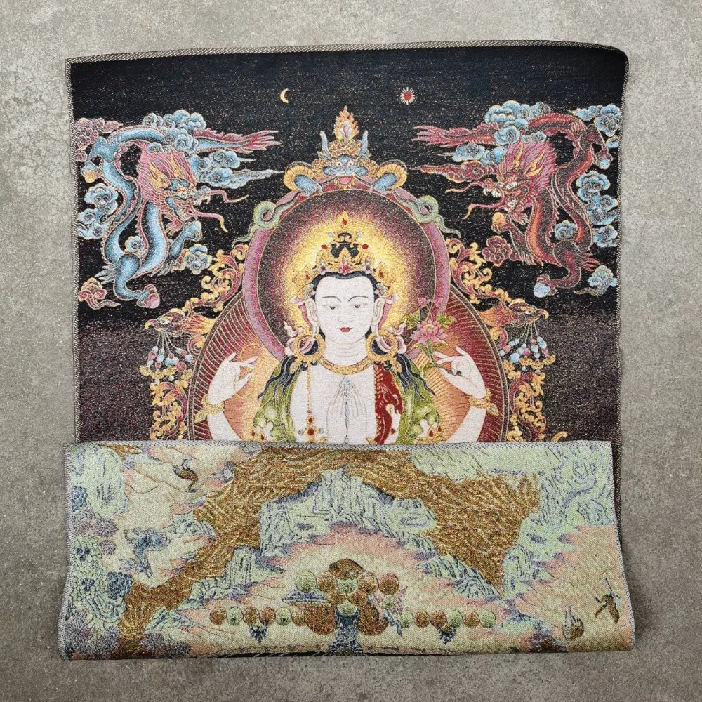 36-дюймовая тибетская шелковая вышивка Чадакшари Авалокитешвара Сострадание