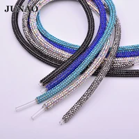 junao 1meter colorful glass rhinestones cord chain strass trim ribbon crystal tape banding for diy clothes bracelet crafts
