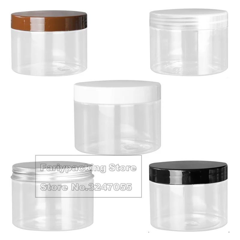 

450ML White Black Coffee Brown Transparent Lid Cover Clear Empty Packaing PET Plastic Jar Pot Container Bottle