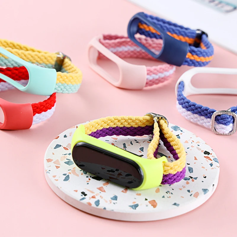 

Браслет для xiaomi Mi band 6, эластичный регулируемый нейлоновый Плетеный ремешок для Mi band 4, Mi band 5, браслет для Mi band 4, 3, 5, 6
