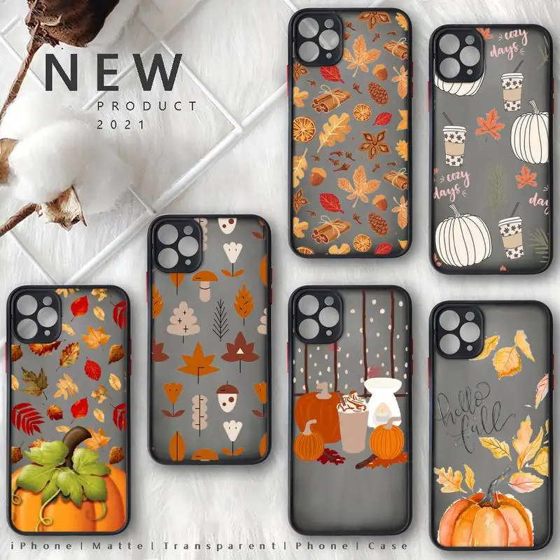 

fall leaf Autumn Pumpkin Phone Case For iphone 13 12 11 8 7 plus mini x xs xr pro max matte transparent cover