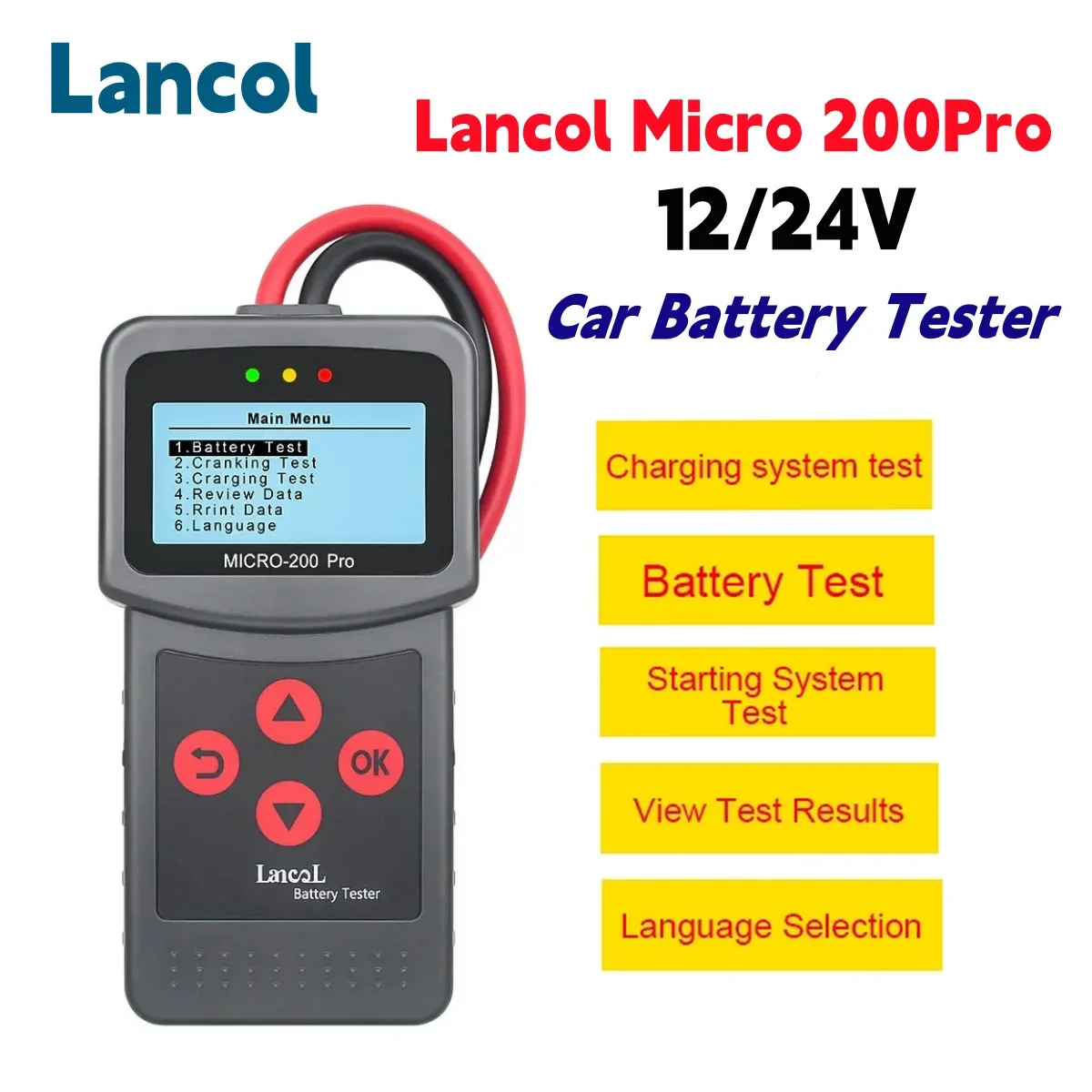 

Lancol Micro 200 Pro Тестер Автомобильного Аккумулятора 12/24 В Тестер Аккумулятора Мотоцикла CCA 40-2000 Ампер Анализатор Си...