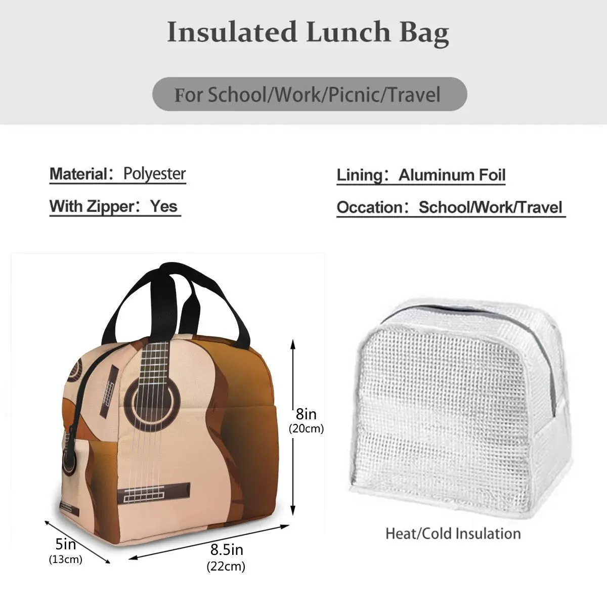Сумка для ланча акустической гитары Термоизолированный Ланч-бокс
