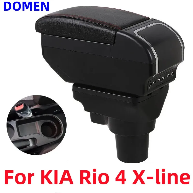 

Подлокотник для KIA Rio 4 X-line, вращающийся центральный подлокотник, консоль для хранения, пепельница с USB-зарядкой, подстаканник, аксессуары 17, 18...