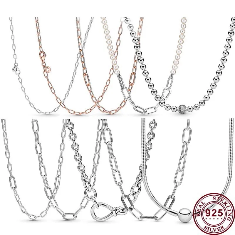 New Hot 925 Silver Snake Link Chain Me Series Women's Necklace Suitable For Women's Original High Quality Charming Jewelry
