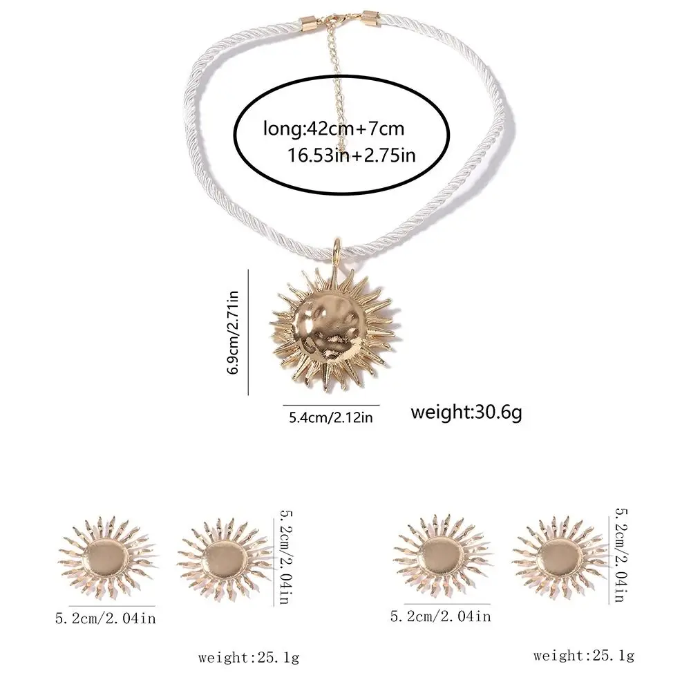 Bohemian Sunflower Pendant Necklace Light Luxury Beach Vacation Style Earrings Fashion Exaggerated Collarbone Chain