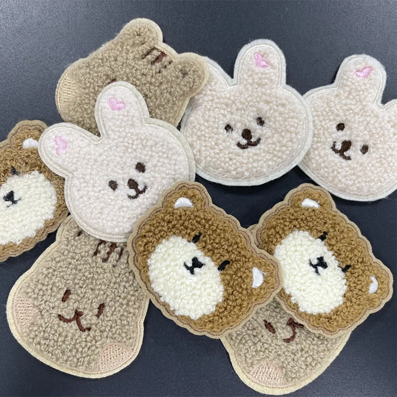

DIY Cloth Stick Towel Embroidery Decorative Patches For Clothing Kids Little Rabbit Bear Embroidery Patches Handmade Accessories