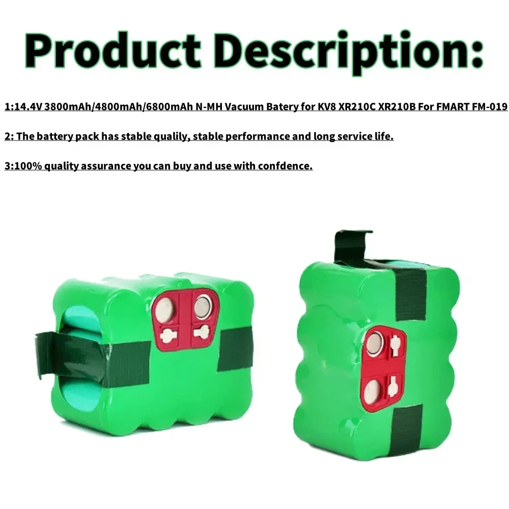 NEW 14.4V SC Ni-Mh Battery 3800mAh-4800mAh-6800mAh vacuum cleaner Kehr robot for KV8 XR210 XR510 XR210A XR210B XR510B XR510D