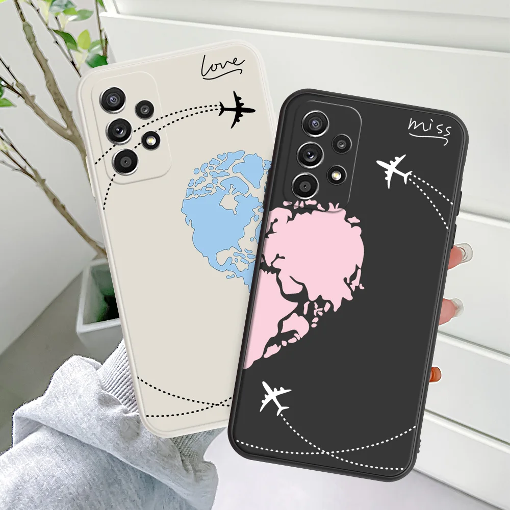 

Airline Love Heart Couple Phone Case For Samsung Galaxy A52S A53 A73 A52 S A12 A51 A71 A32 A72 A22 S10 Plus S10e Silicone Covers