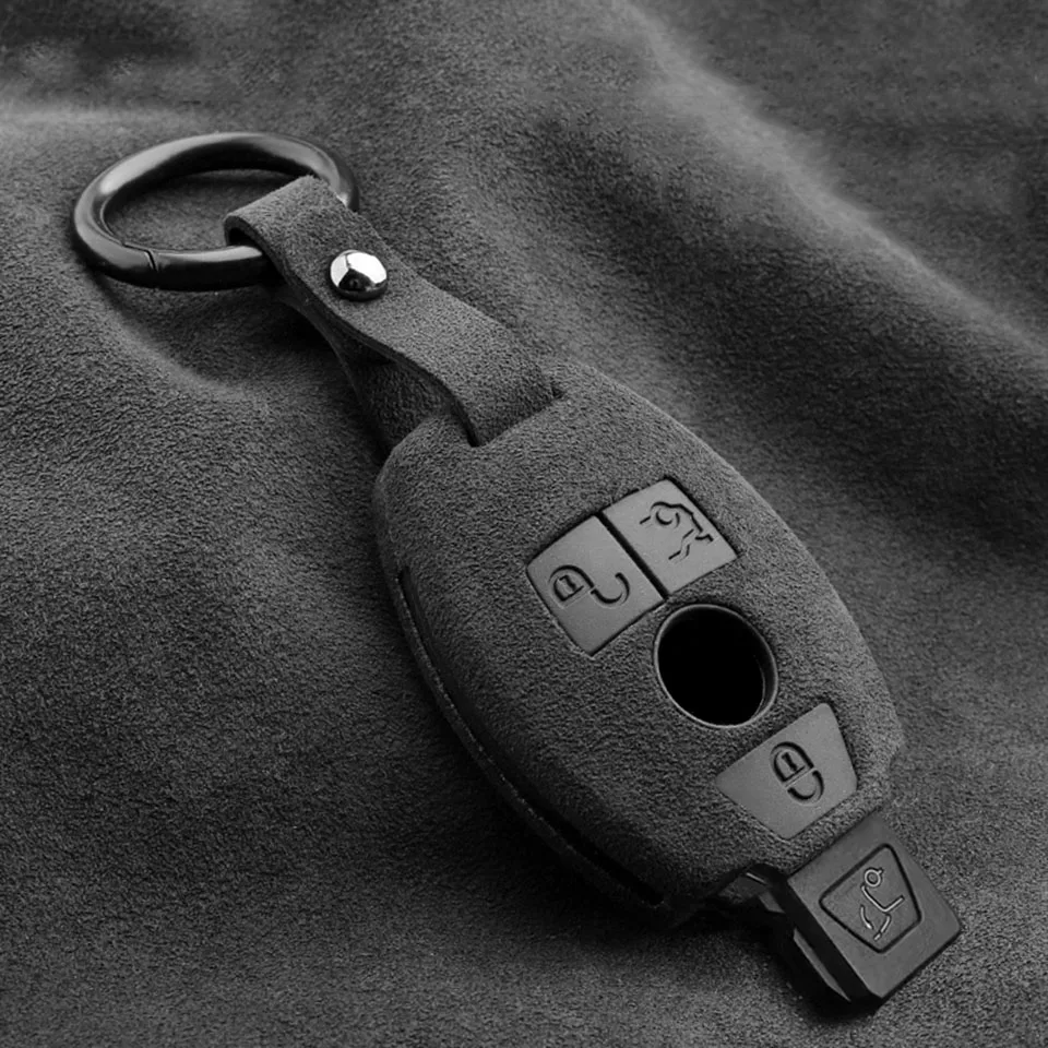 

Car Key Keychain Case Cover For Mercedes Benz W222 W205 GLA GLC Alcantara Cute Accessoires Voiture Holder Shell