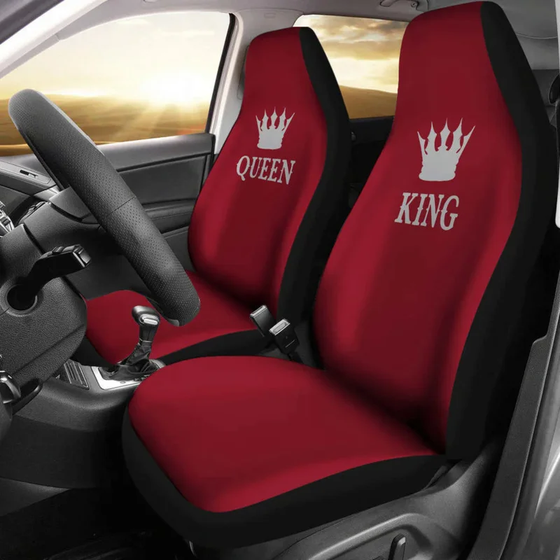 

Queen King His And Hers Car Covers Set In Burgundy,Pack Of 2 Universal Front Seat Protective Cover