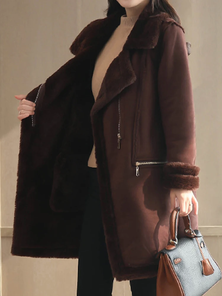 Temperament Thickened Warm Cotton Coat Deerskin Cashmere Wool Coat 2022 Winter New Korean Fashion Women'S Clothing
