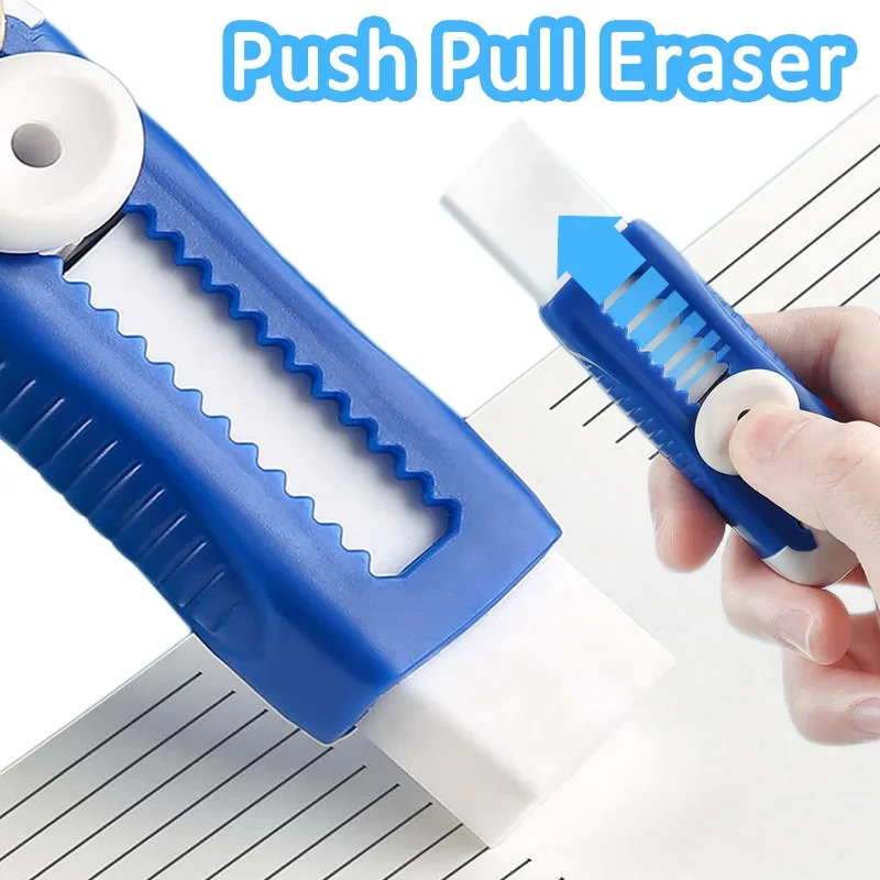 

Push Pull Eraser Pencil Erasers Students Writing Tool Portable Shell Sliding Retractable Eraser School Supplies for Student