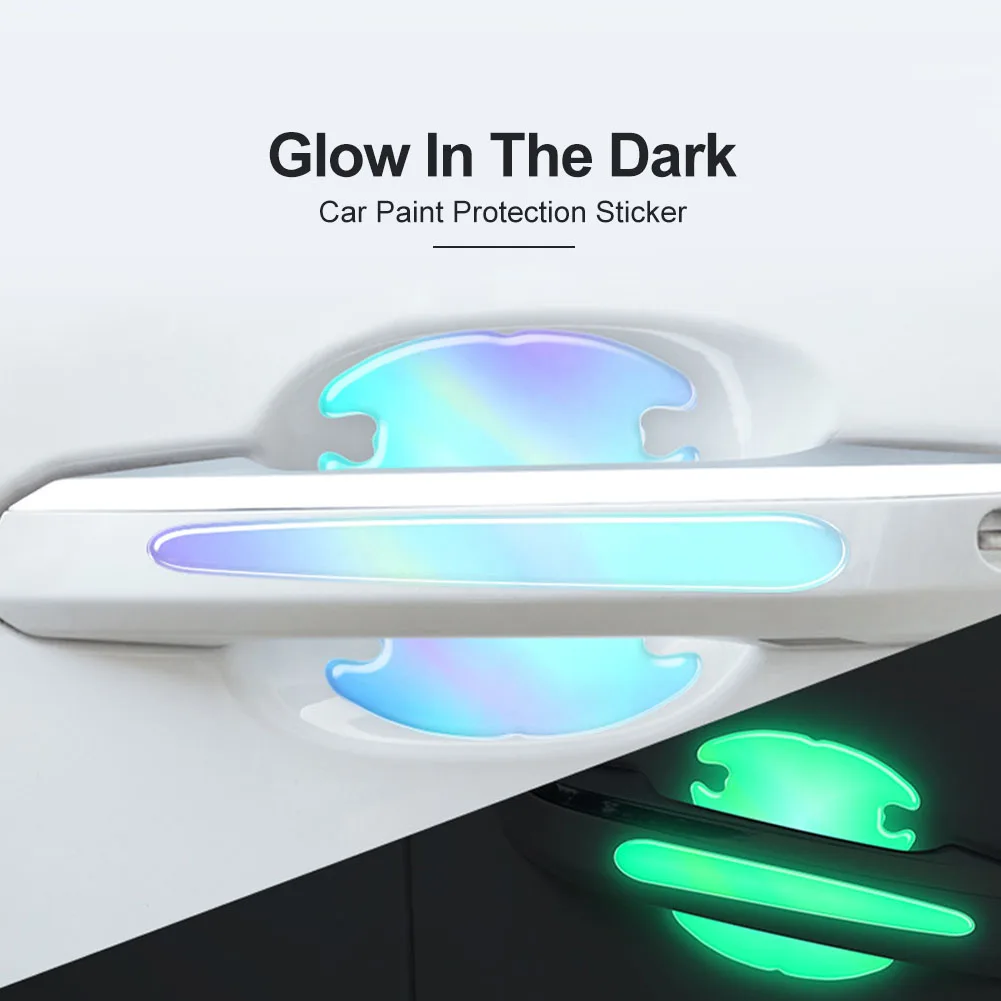 

18Pcs Door Handle Protector Handle Bowl Protective Stickers Glow In The Dark Door Edge Guard Rearview Mirror Strip Self-Adhesive
