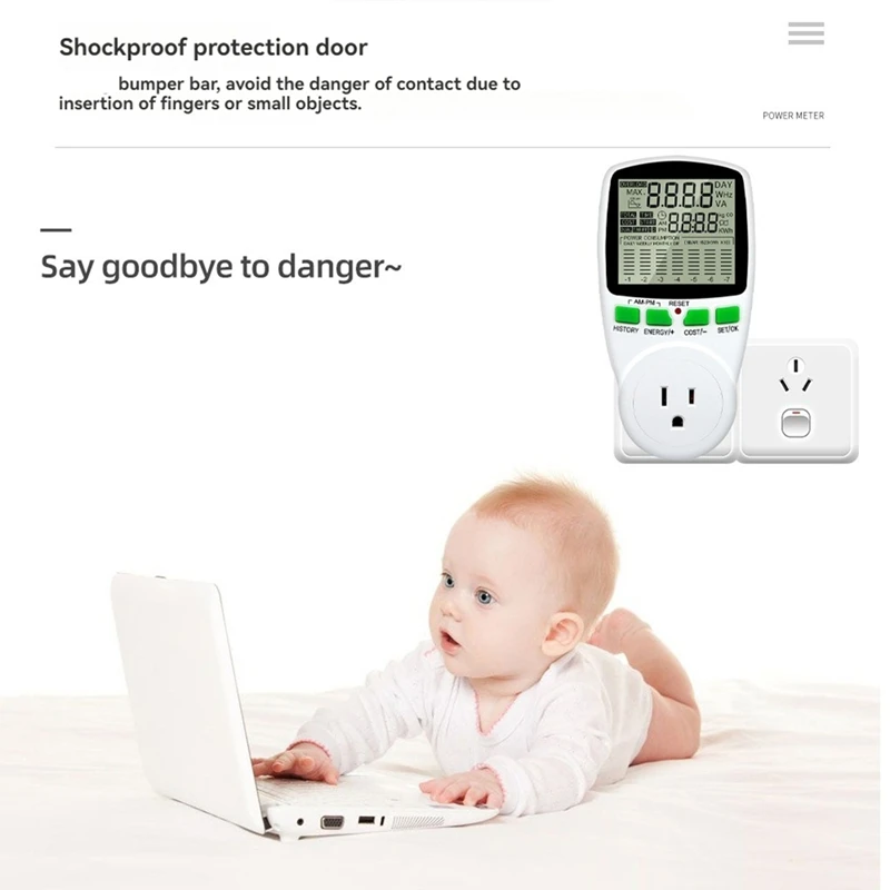 Digital LCD Energy Meter Wattmeter Wattage Electricity Kwh Power Measuring Outlet Analyzer US Plug