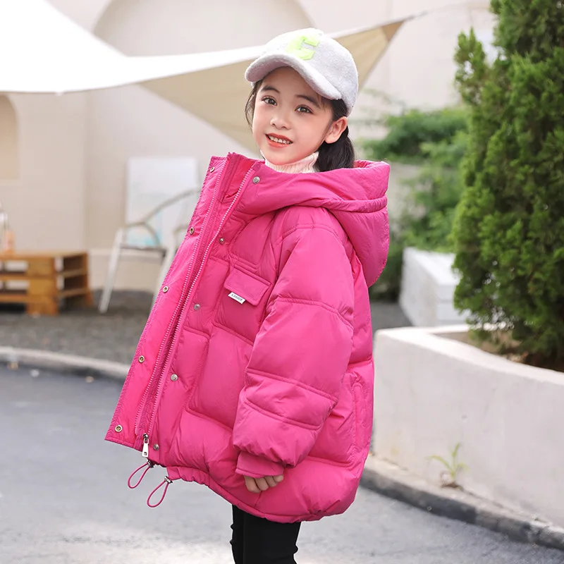 

Winter Clothes for Girls Down Jacket Casual Outdoor Warm Coat Kids Outerwear Thicken Hooded Windproof Children School Coats Tops