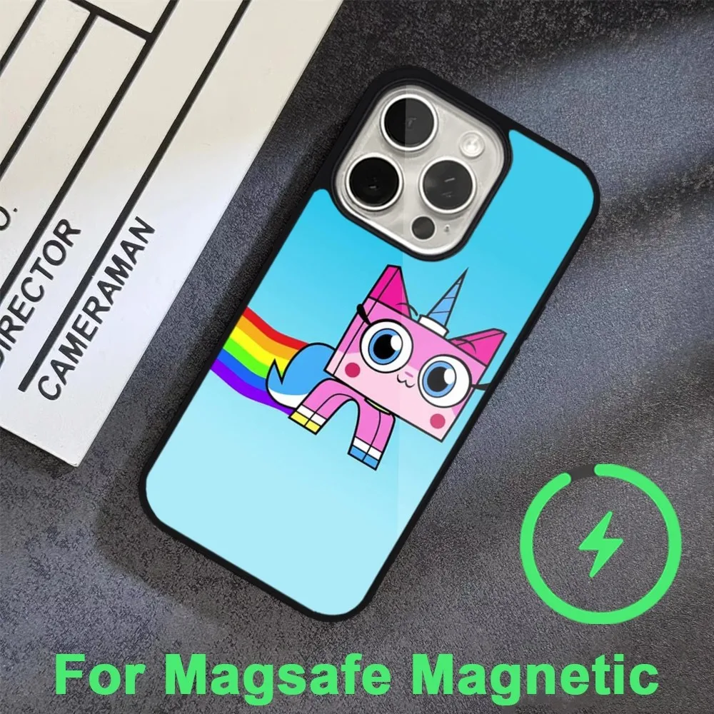 Мультяшный чехол unikitty для телефона iPhone 15 14 13 12 11 Pro Max Plus Magsafe черный мягкий