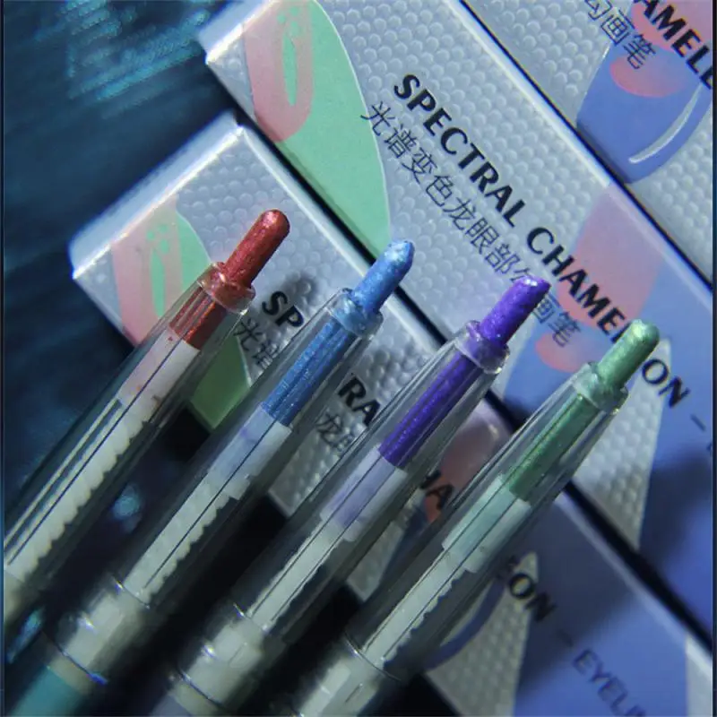 Тени для век, мягкие, гладкие, 4 цвета, фотокарандаш, цветные, 1 шт., макияж глаз, тени для век, перламутровый блеск, хамелеон