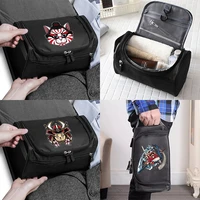 portable cosmetic storage bag toiletries makeup organizer travel hanging zipper samurai pattern handbag wash pouch case