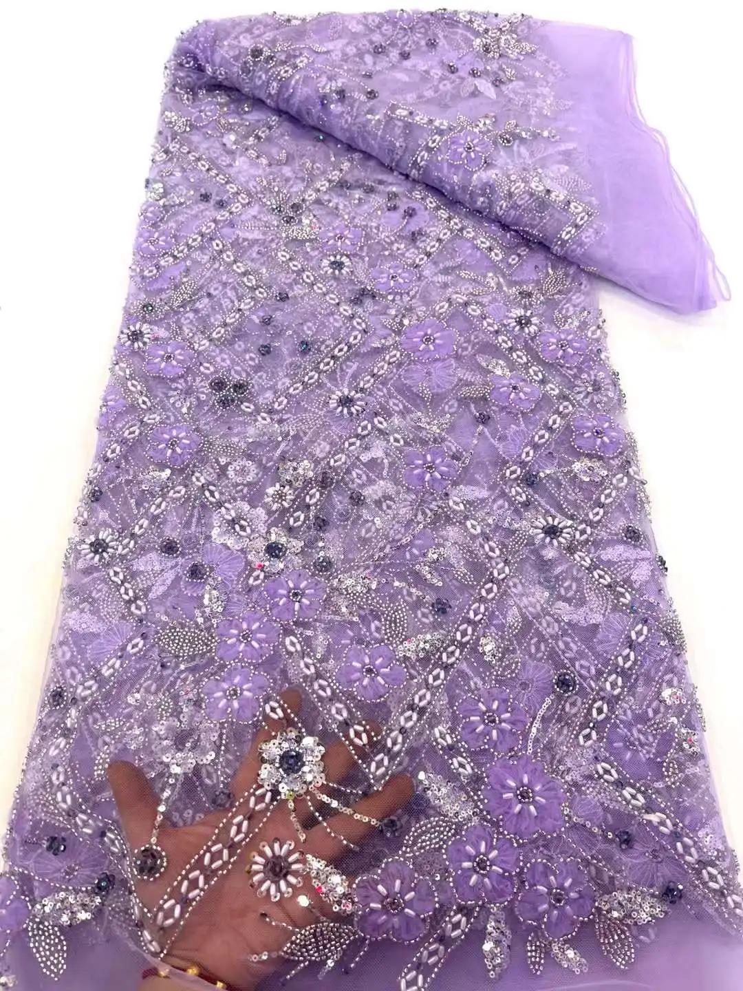 Новейшая африканская 3D Цветочная кружевная ткань Дубай вышитая аппликация для