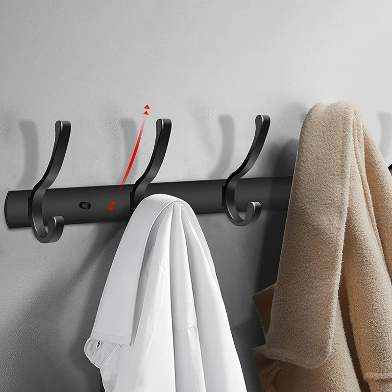 

2 Pc Coat Hooks Rack, Coat Hooks For Wall, Stable Coat Rack Aluminum Hook Rail Towel Hook For Kitchen Bathroom (Black)