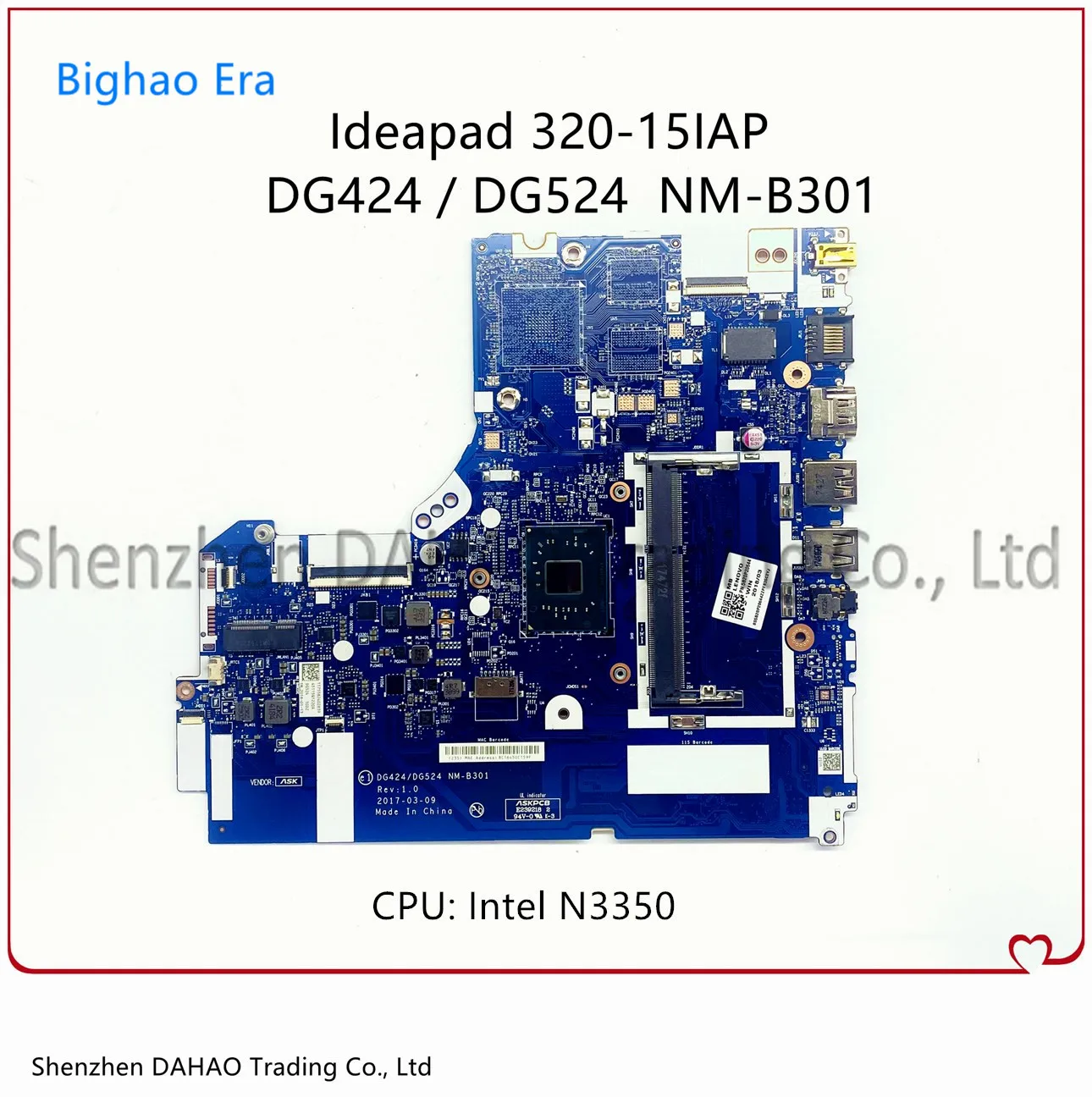 para Lenovo Ideapad 32015iap Computador Portátil Placa-mãe Dg424 Dg524 Nm-b301 Mainboard com Cpu N3350 5b20p20644 100% Totalmente Testado Novo