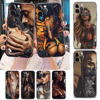 sleeve tattoo sexy girl phone case for iphone 5 6 s 7 8 plus se 3 2020 2022 11 12 13 pro xs max mini xr x case black soft cover