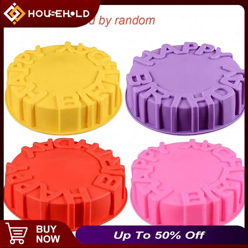 

Happy Birthday Cake Pan Round Silicone Cake Pan Flan Dish Tool Pizza Birthday Cake Mold Non-Stick Kitchen Baking Accesories