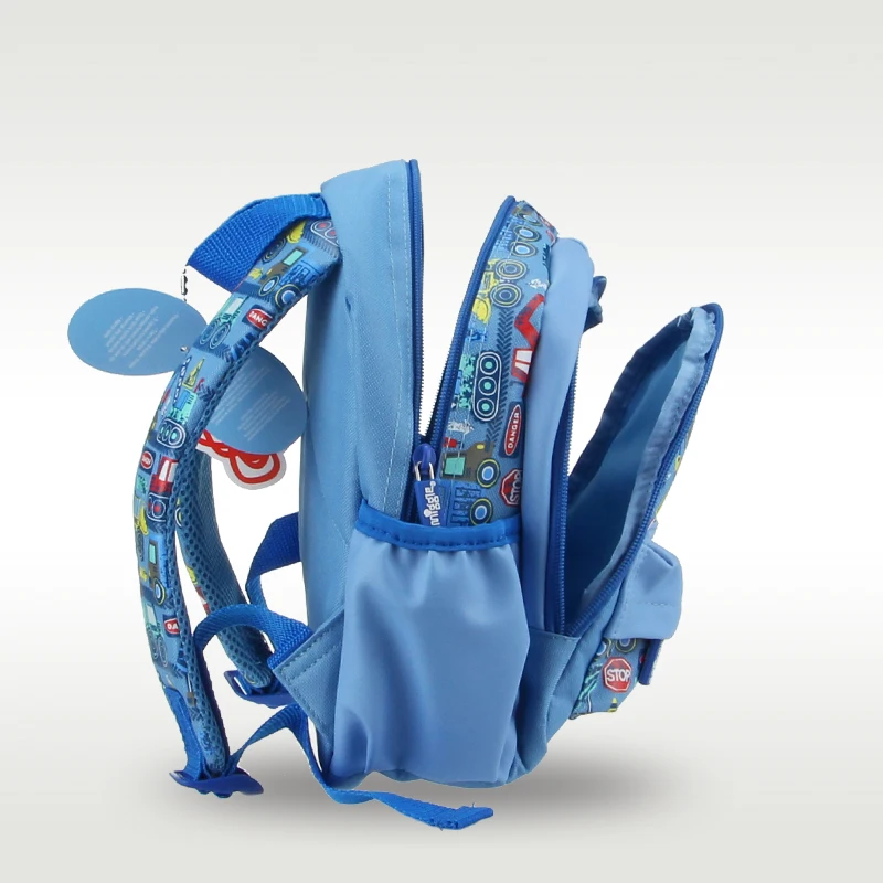 Australia Original Smiggle Children's Schoolbag Boy Baby Shoulder Backpack Sky Blue Engineering Car 1-4 Years Bags Small 11 Inch