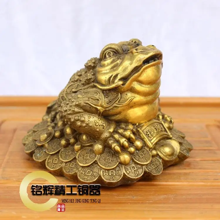 Three gold toad lucky feng shui ornaments light copper bronze s office opened the houseroom Art Statue