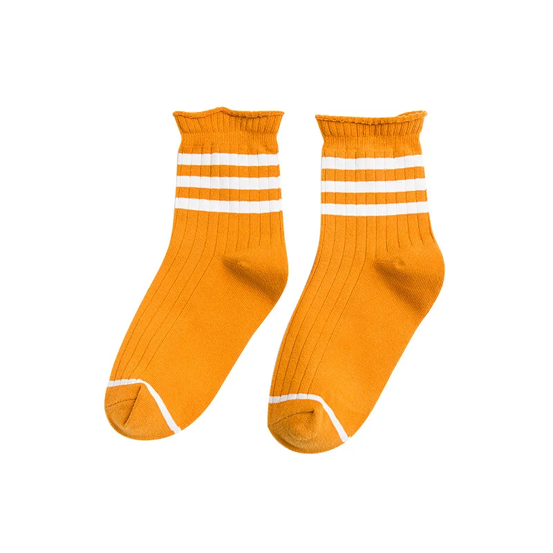 Korea Fashion Harajuku Socks Street Hip Hop Skateboard Striped Japanese Style Mid Tube Socks Solid Color Breathable Cotton Socks