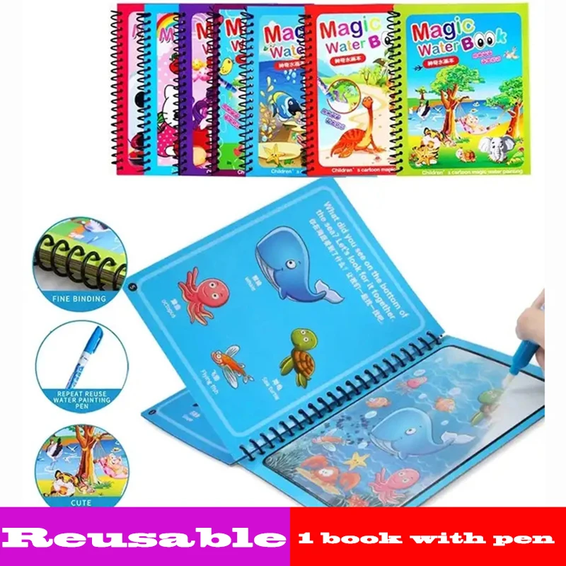 

1pcs Children Painting Drawing Toys Reusable Coloring Book Magic Water Drawing Book Sensory Early Education Toys for Kids