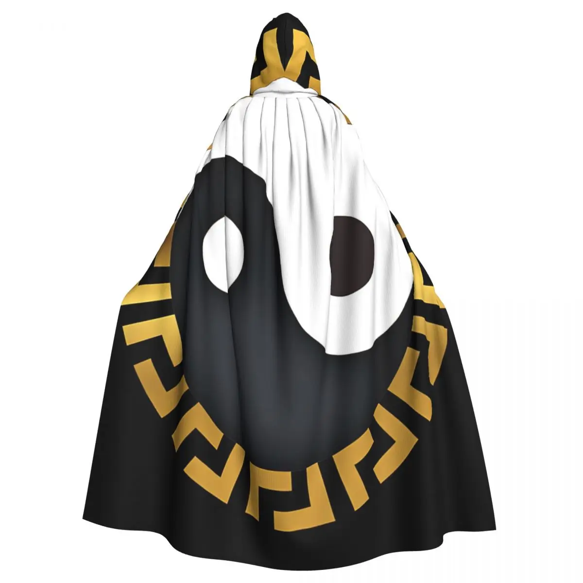 

Yin Yang Greek Meander Harmony Yoga Zen Gift Hooded Cloak Halloween Party Cosplay Woman Men Adult Long Witchcraft Robe Hood